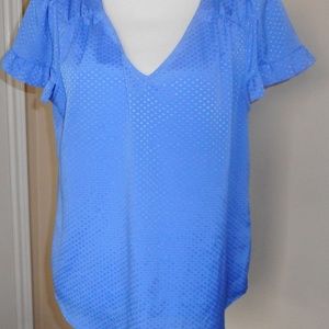 CeCe Blue Top Size L Short Sleeves